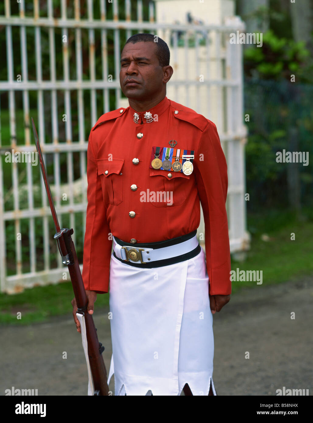 Government House guard Suva Viti Levu Fiji Pacific Islands Pacific Stock Photo