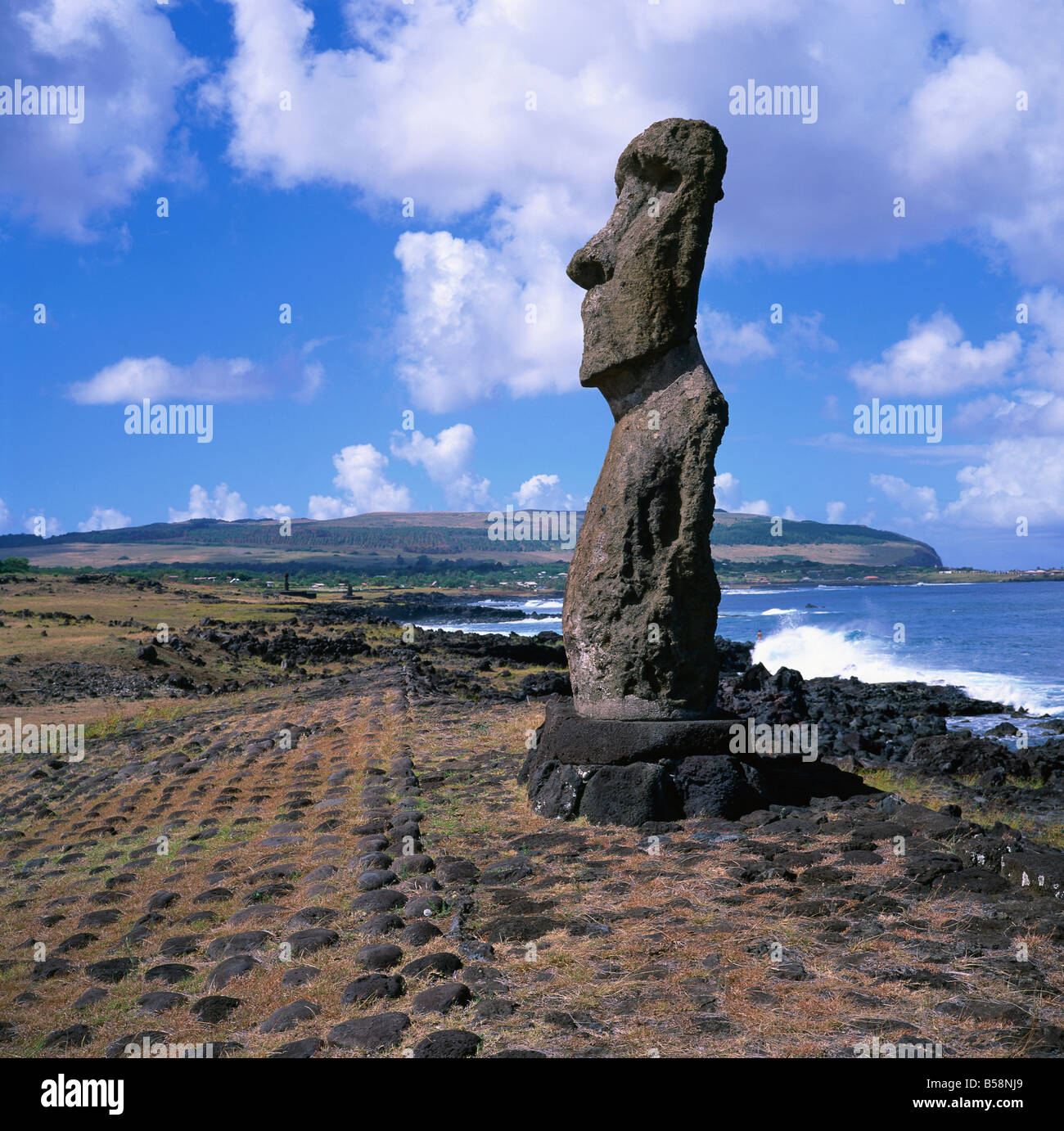 Moai statue Ahu Akapu Easter Island Chile G Renner Stock Photo