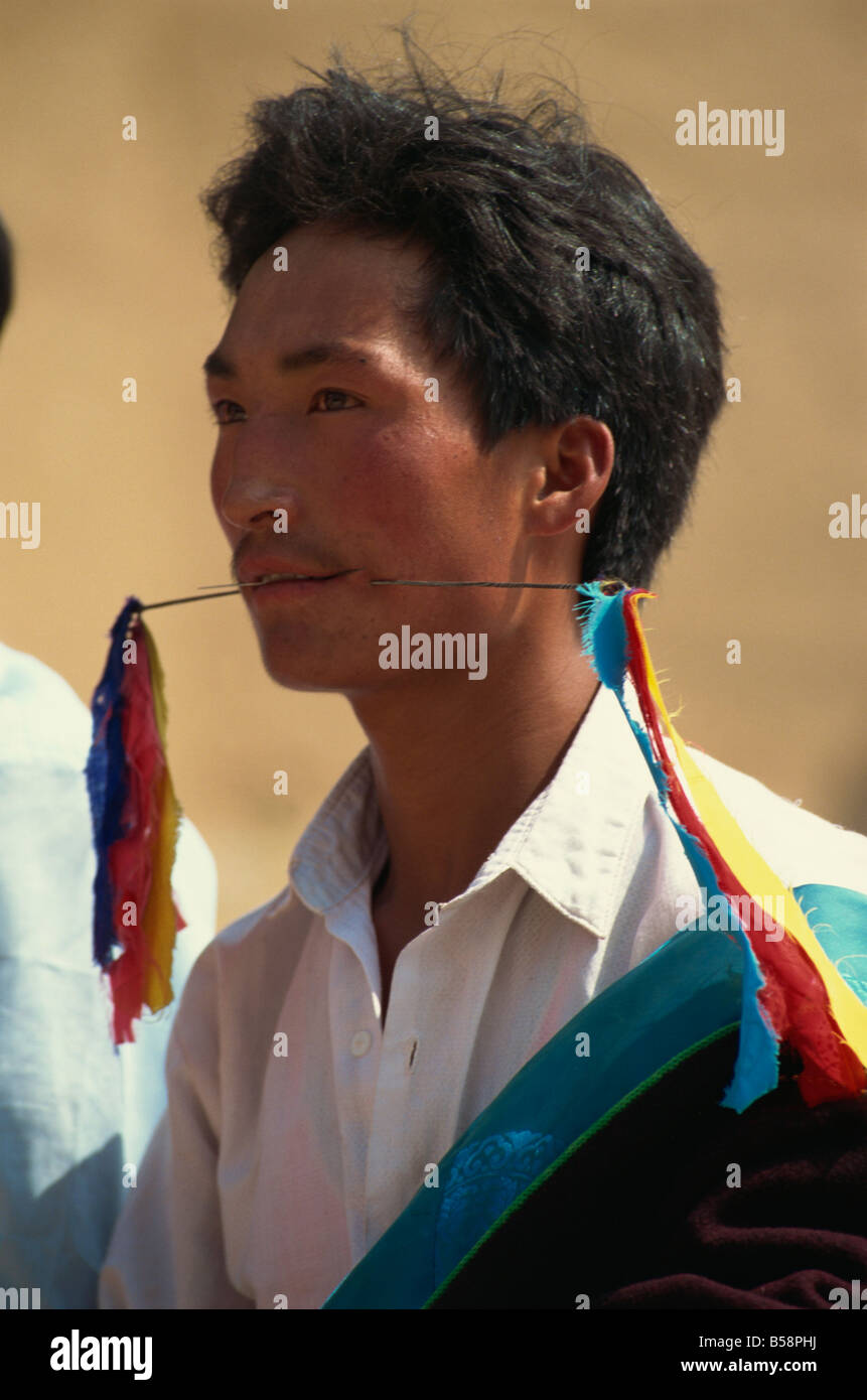 Tibetan coming of age ritual Qinghai China Asia Stock Photo