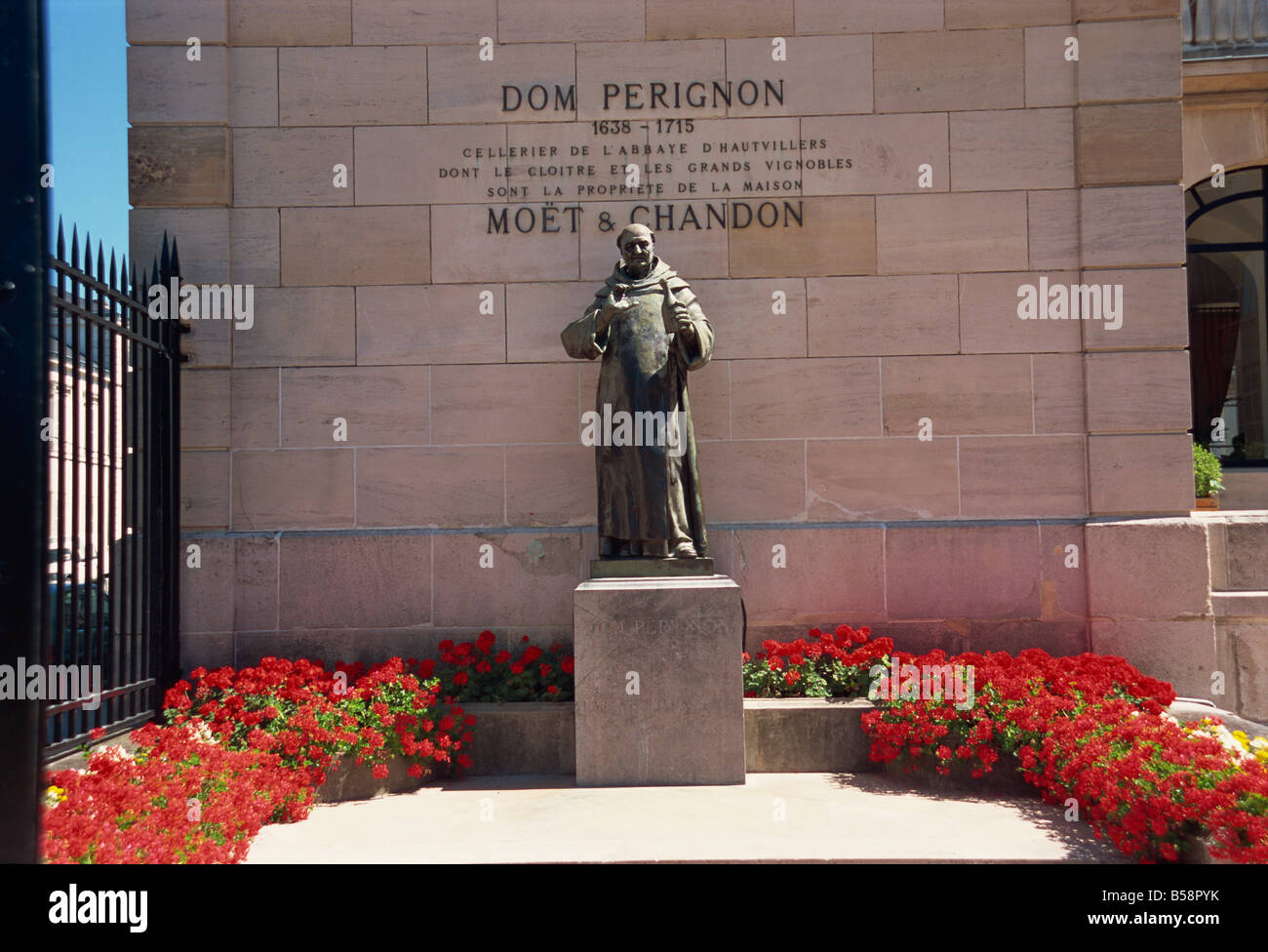 Statue of Monk Dom Perignon, at the Entrance of the Champagne House MoÃ«t &  Chandon in Epernay France Editorial Stock Image - Image of reims, chandon:  161189549