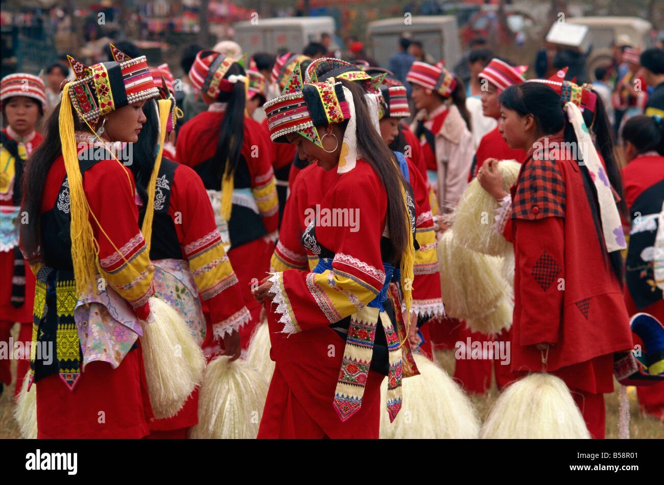 Torch Festival, gathering of minority groups, Yunnan, China Stock Photo