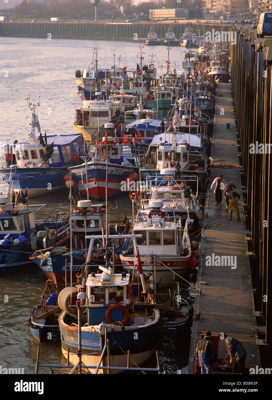 Fishing boats in harbour Boulogne Pas de Calais Nord France Europe Stock Photo