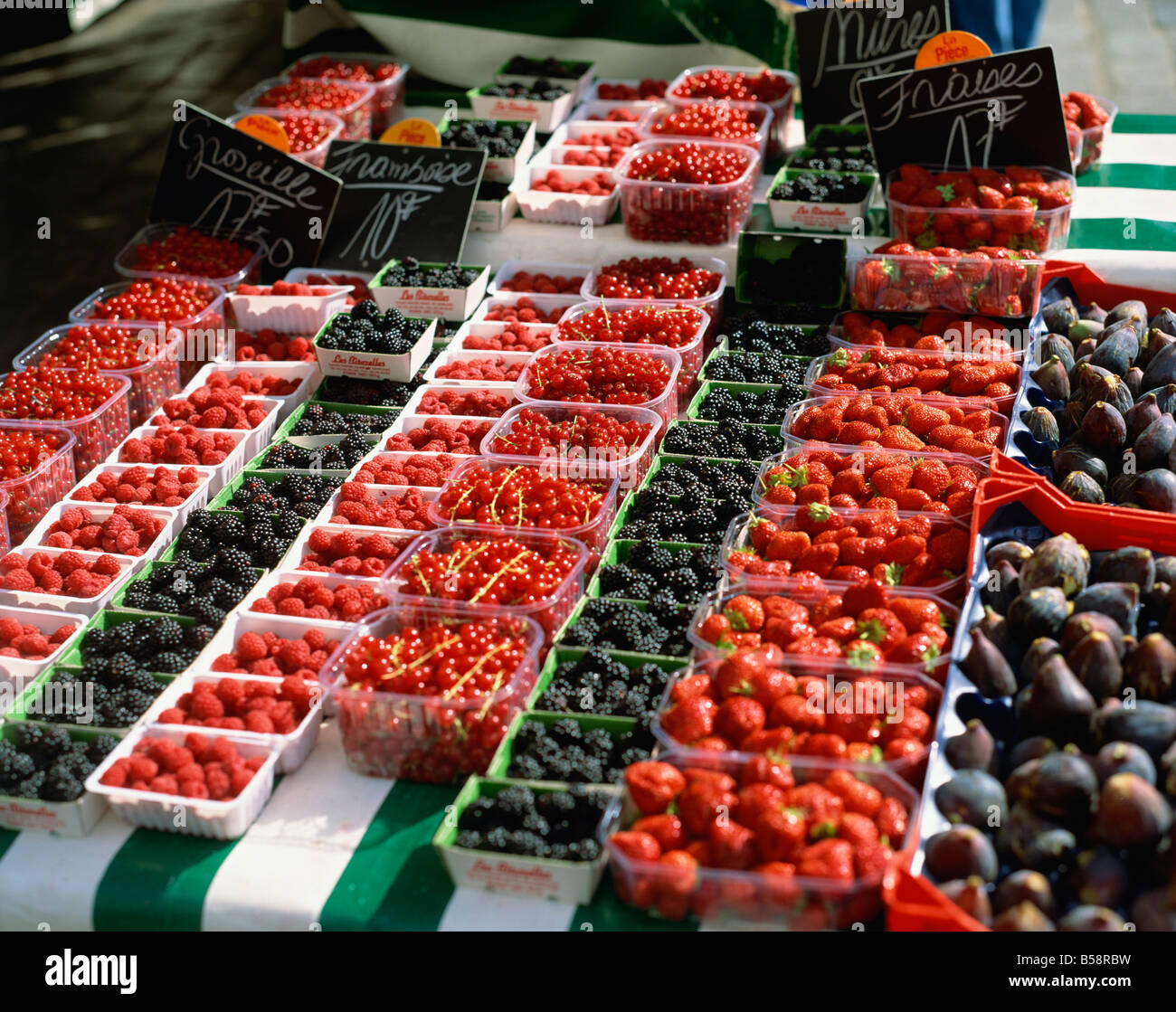 Summer fruit, market, Rue Mouffetard, Paris, France, Europe Stock Photo