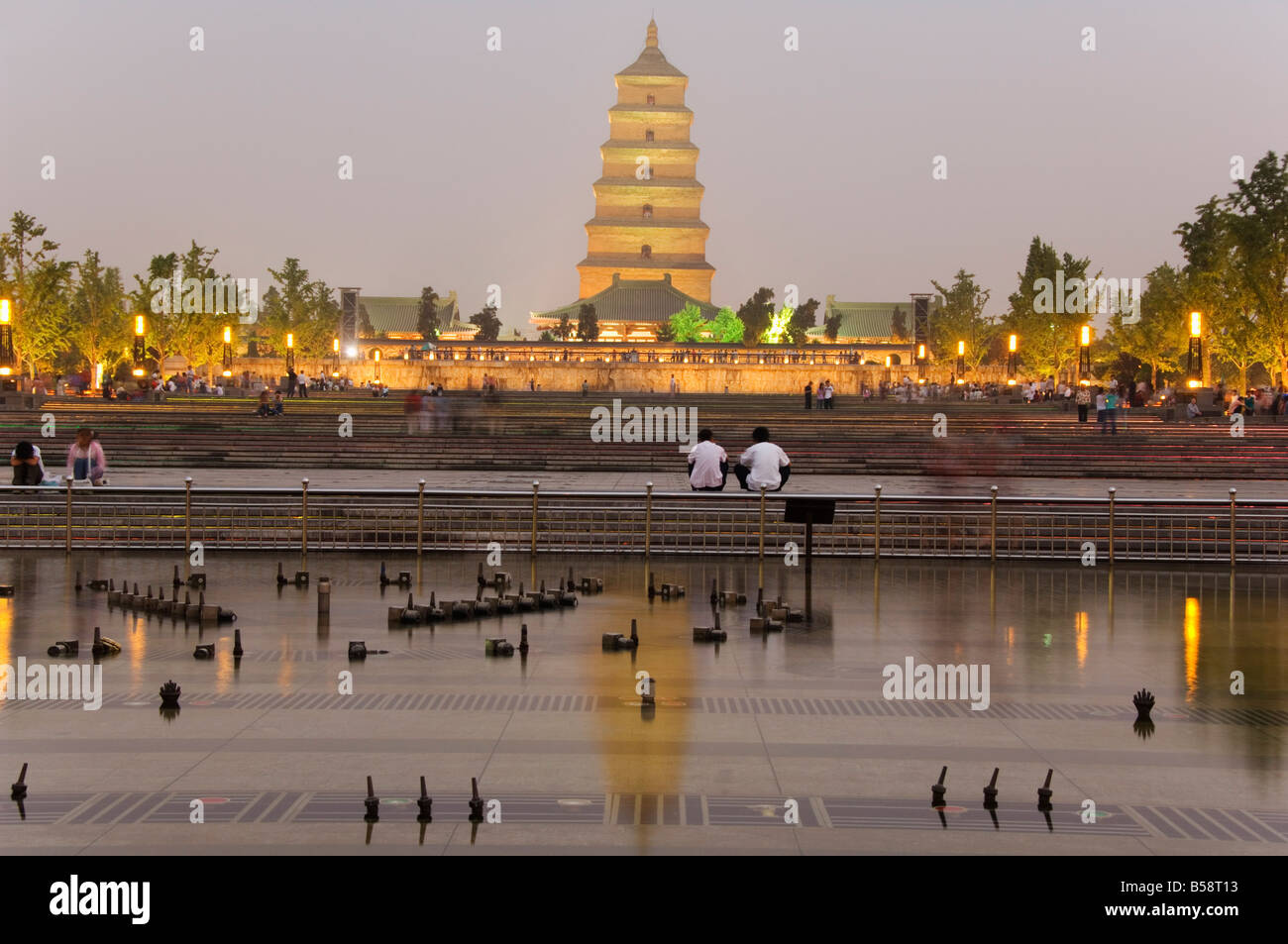 Big Goose Pagoda Park, Tang Dynasty built in 652 by Emperor Gaozong, Xian City, Shaanxi Province, China Stock Photo