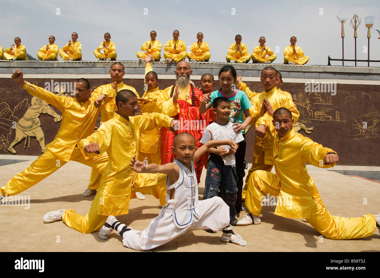 Kung fu students displaying their skills at a tourist show within ...