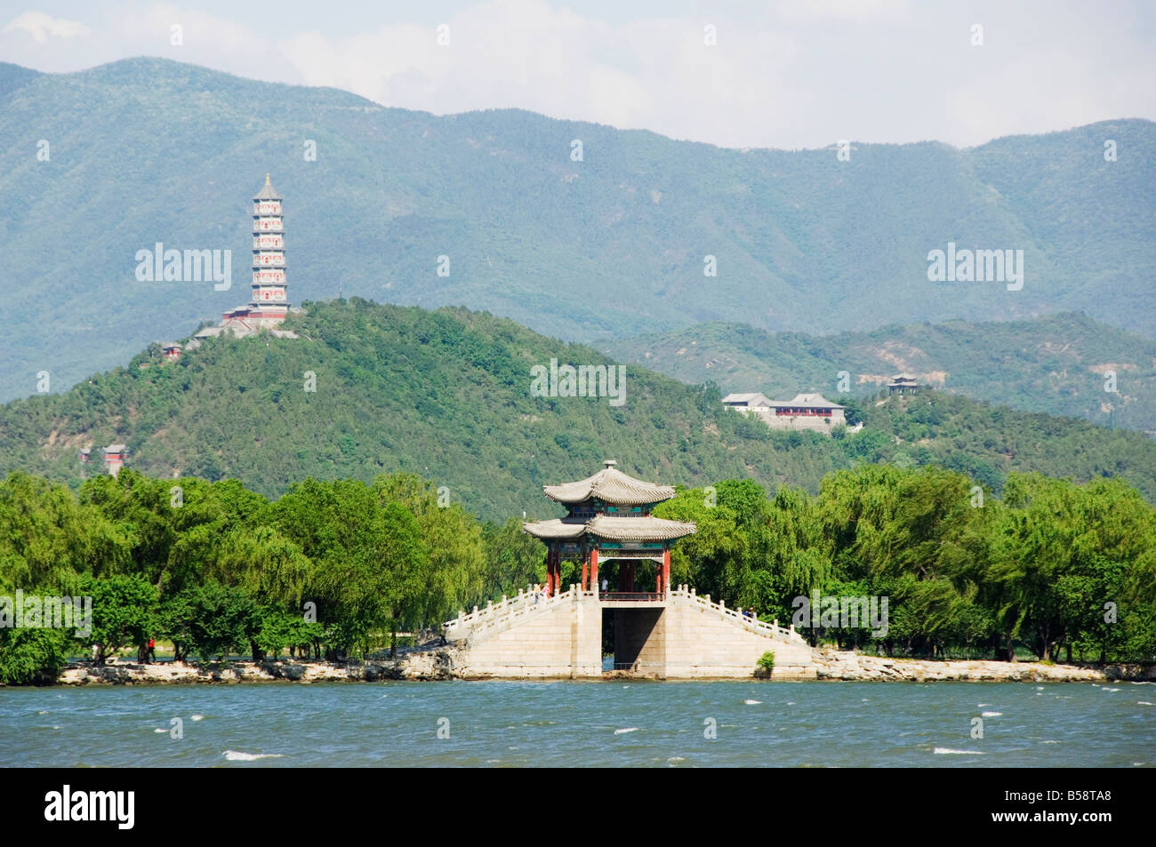 Pagoda on Yuquan Mountain seen across Kunming Lake at Yihe Yuan (The