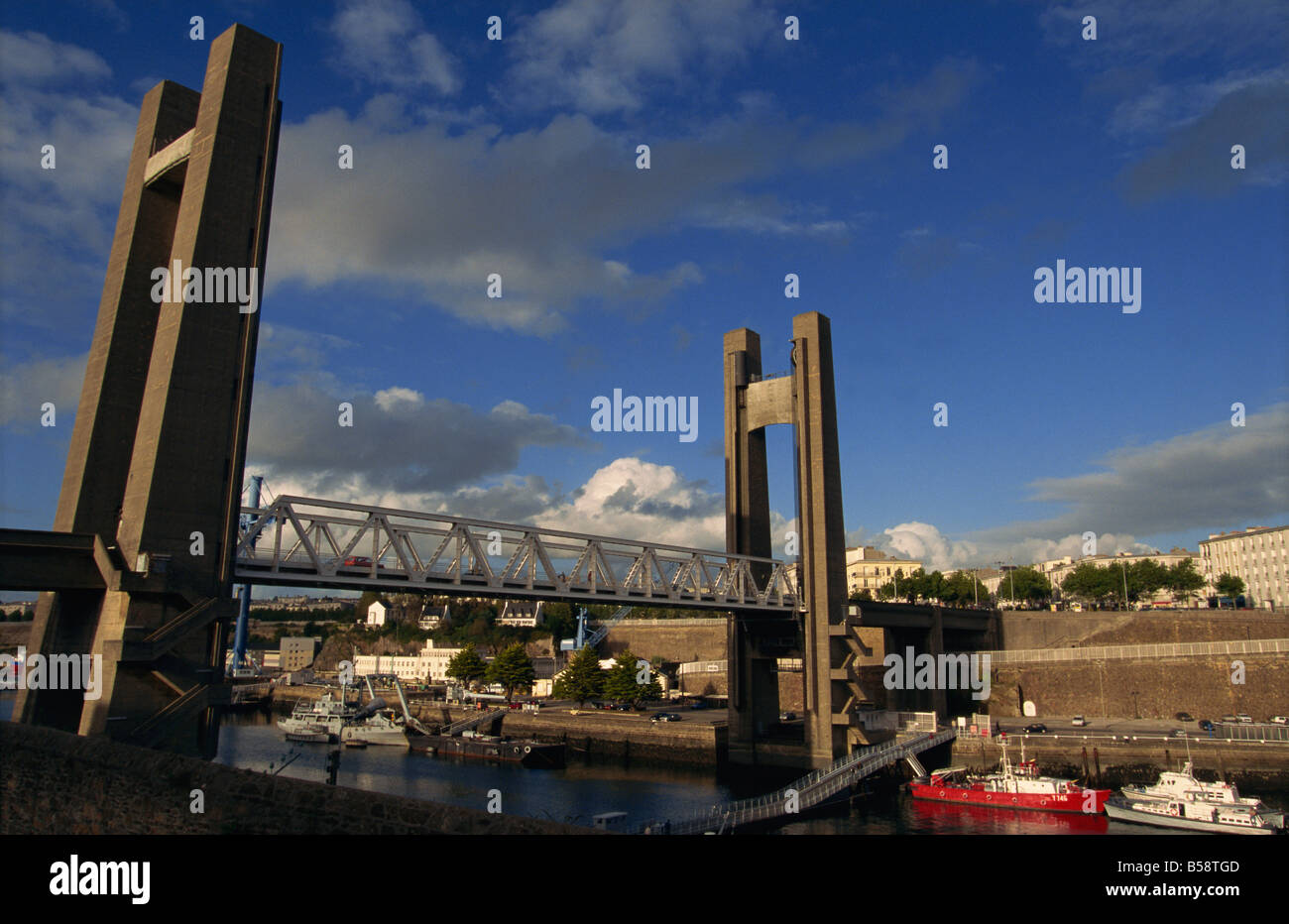 The biggest drawbridge in Europe, Recouvrance Bridge, Brest, Brittany, France, Europe Stock Photo