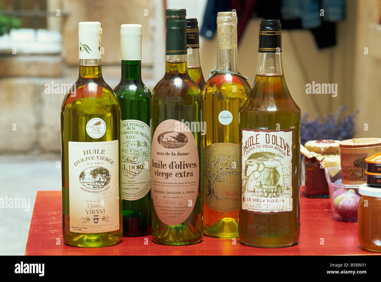 Bottles of olive oil, Provence, France, Europe Stock Photo Alamy