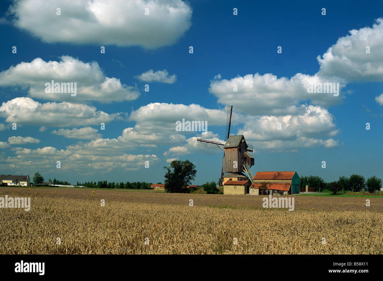 Site of oldest windmill in Europe, Hondschoote, Flanders, Nord, France, Europe Stock Photo