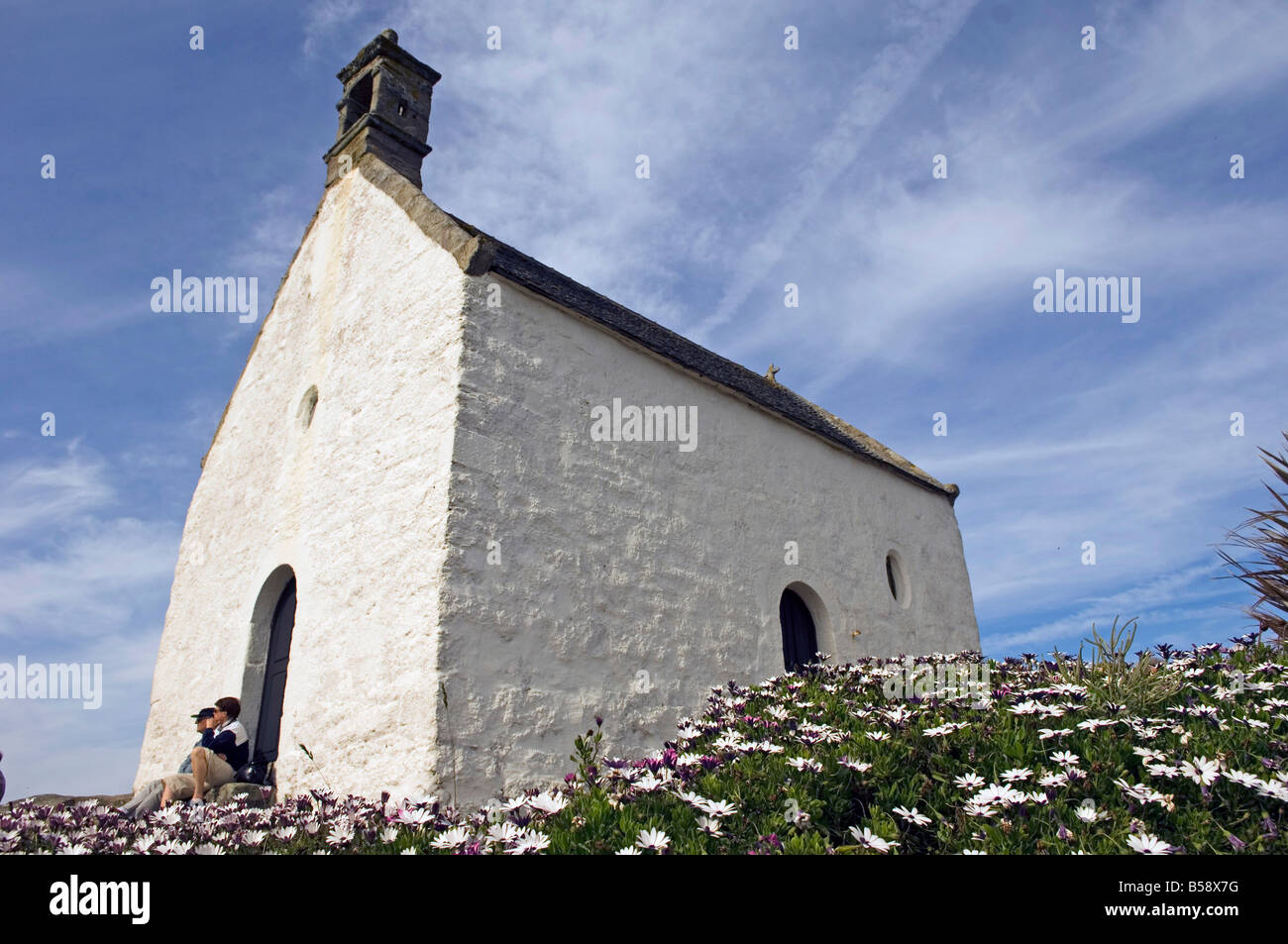 Saint Barbe chapel, Roscoff city, North Finistere, Brittany, France, Europe Stock Photo