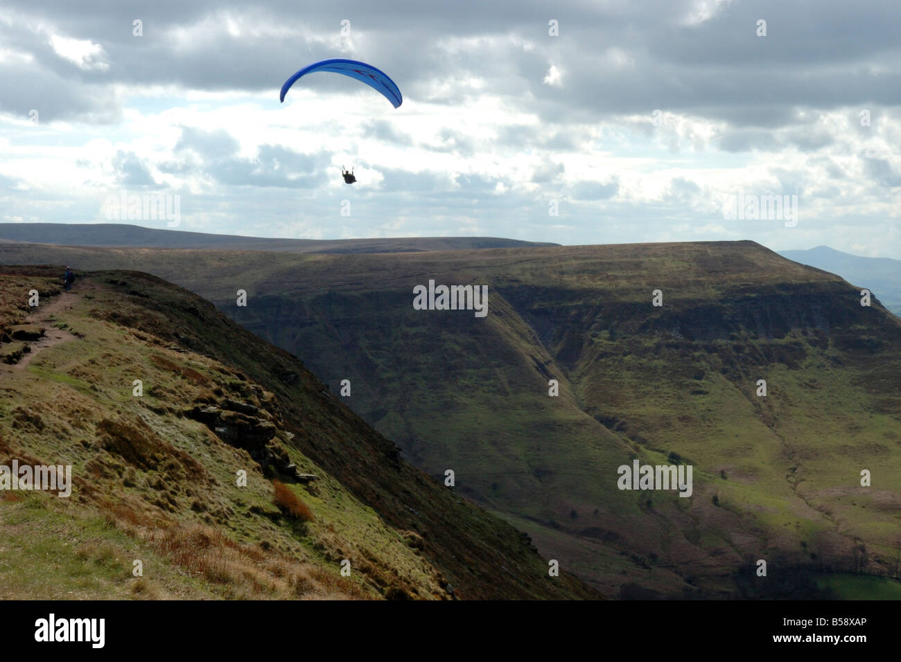 Paragliding in the Black Mountains of Wales Stock Photo Alamy