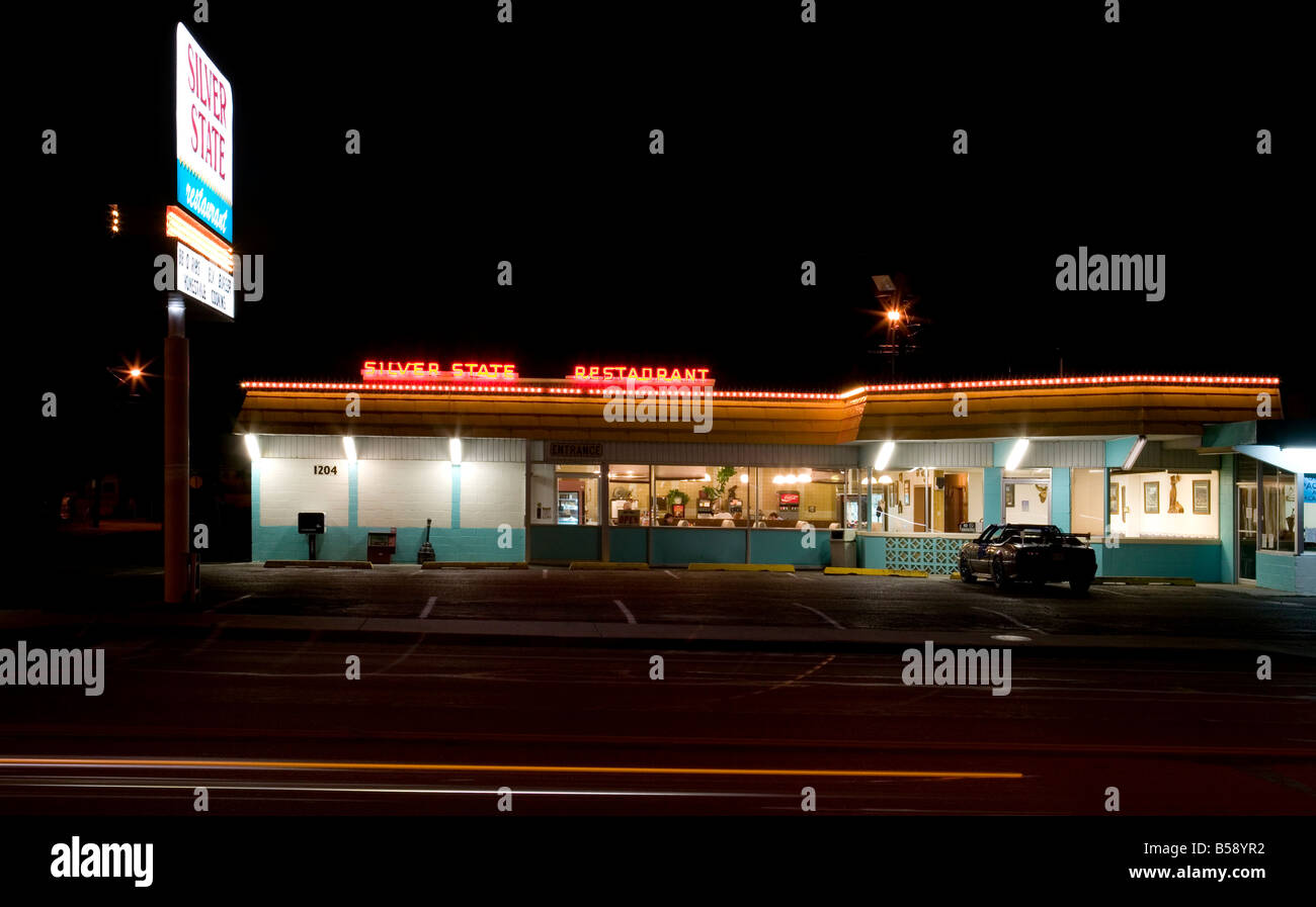 Late night dinner in Ely Nevada USA Stock Photo