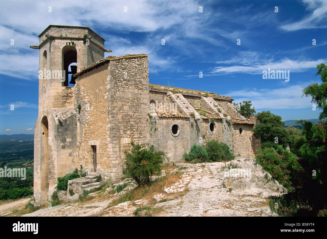 C13th church in the village of Oppede le Vieux in Provence France G Thouvenin Stock Photo
