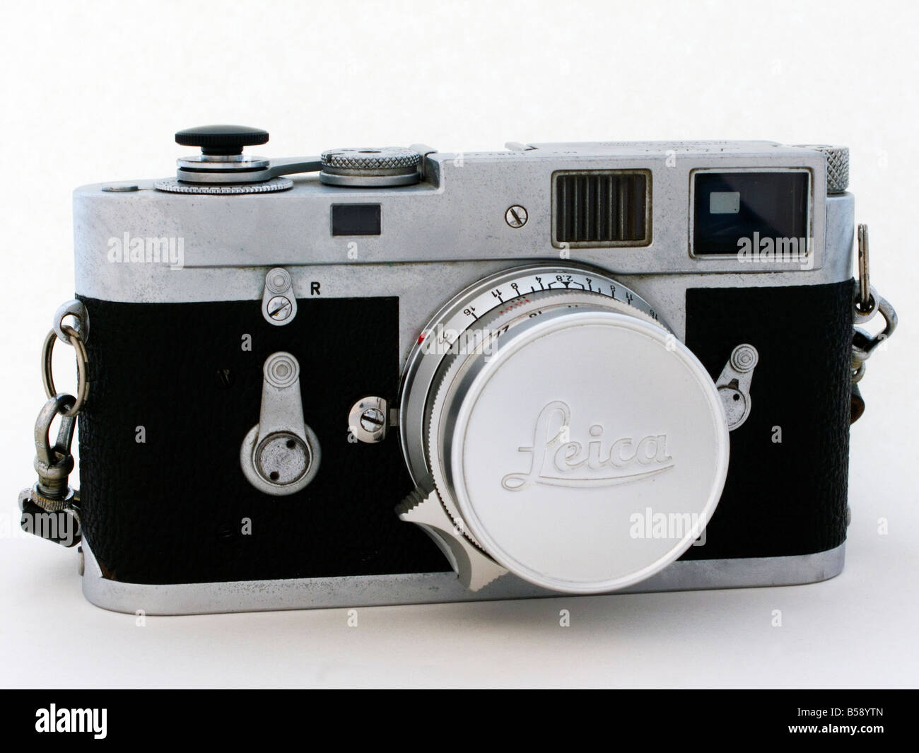 Old used Leica M2 camera with lens Stock Photo