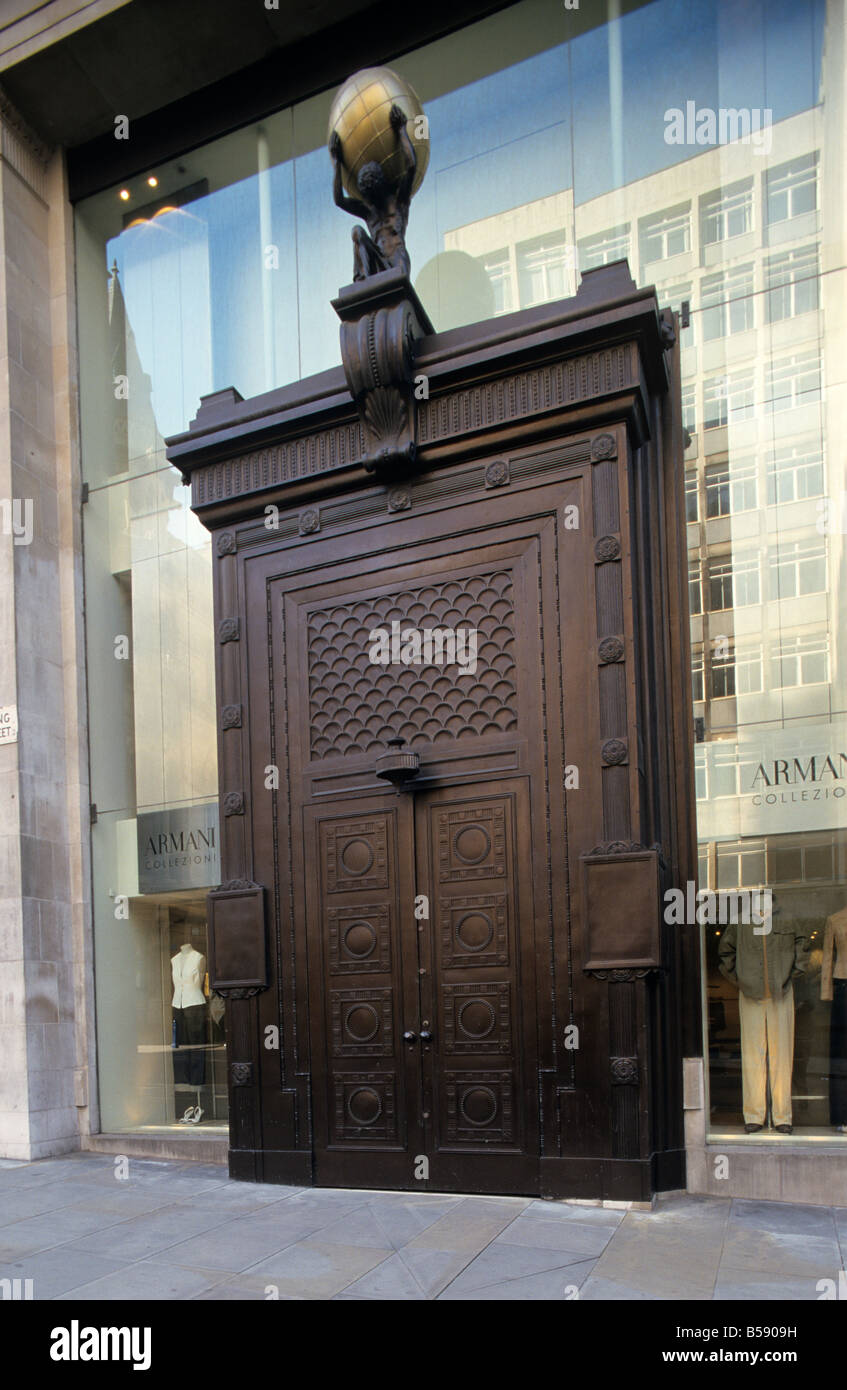 Entrance to former Armani store, Atlas House, King Street in Manchester UK Stock Photo
