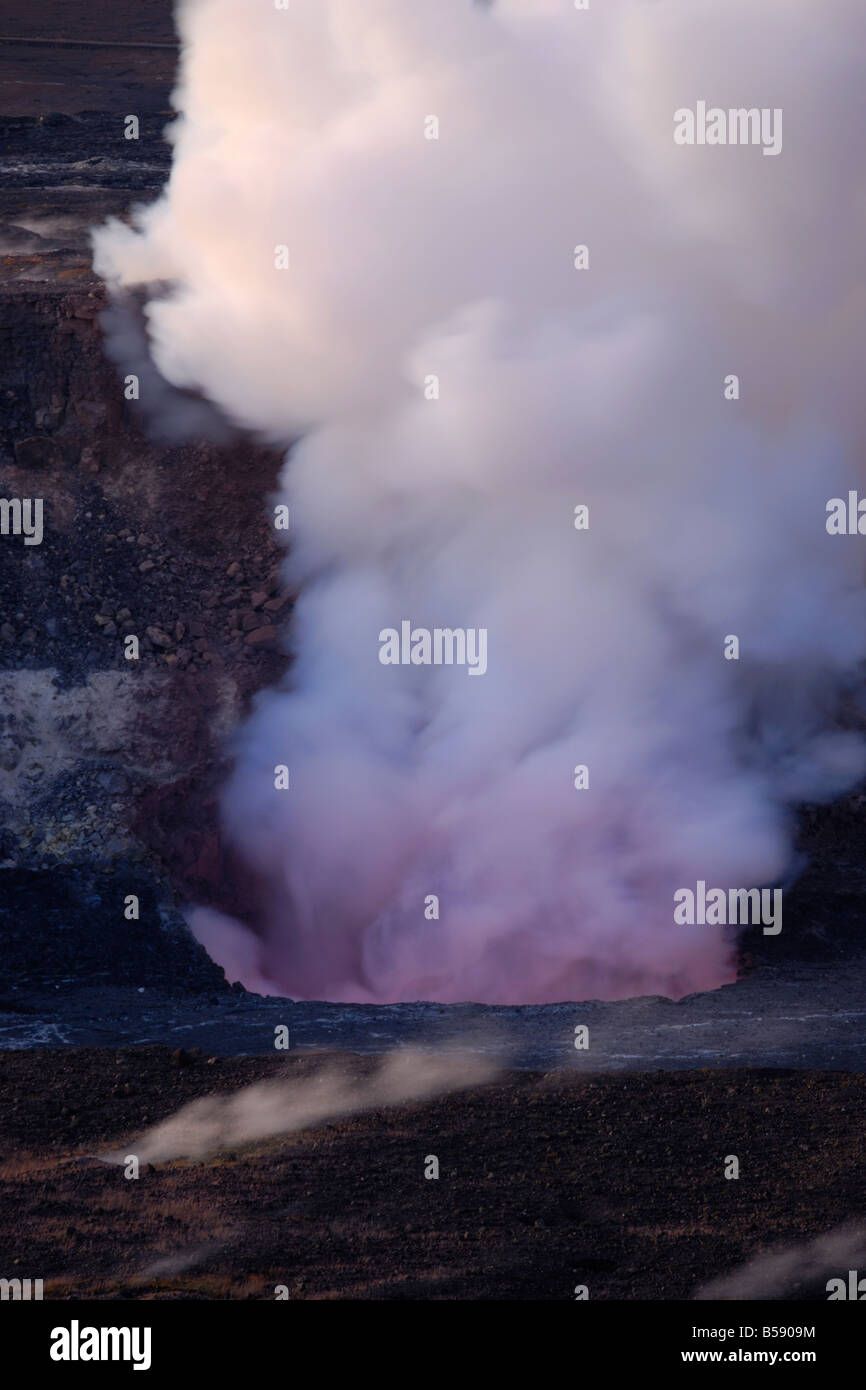 Sunrise Halemaumau crater eruption Jaggar Museum Kilauea volcano Hawaii ...