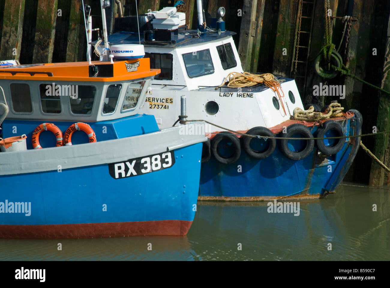 Boats in harbour at Whitstable, kent, England Stock Photo