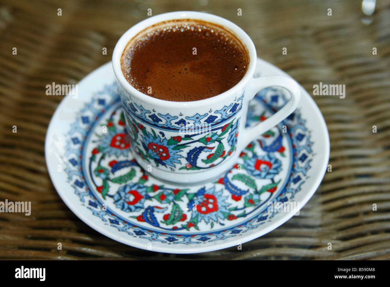 A cup (brim) of Traditional Turkish coffee on table, Istanbul, Turkey