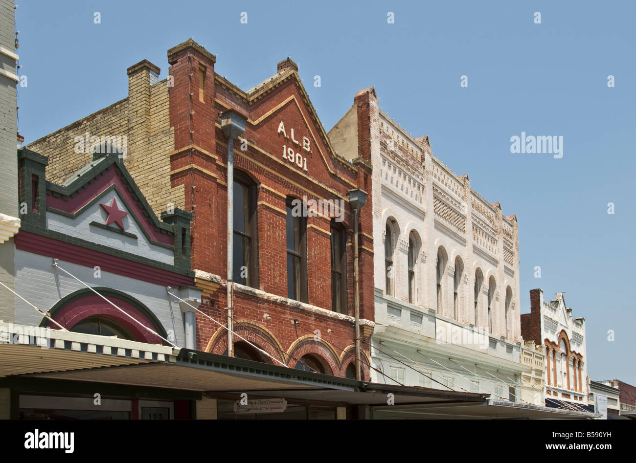 Texas Lockhart downtown historic buildings Stock Photo Alamy