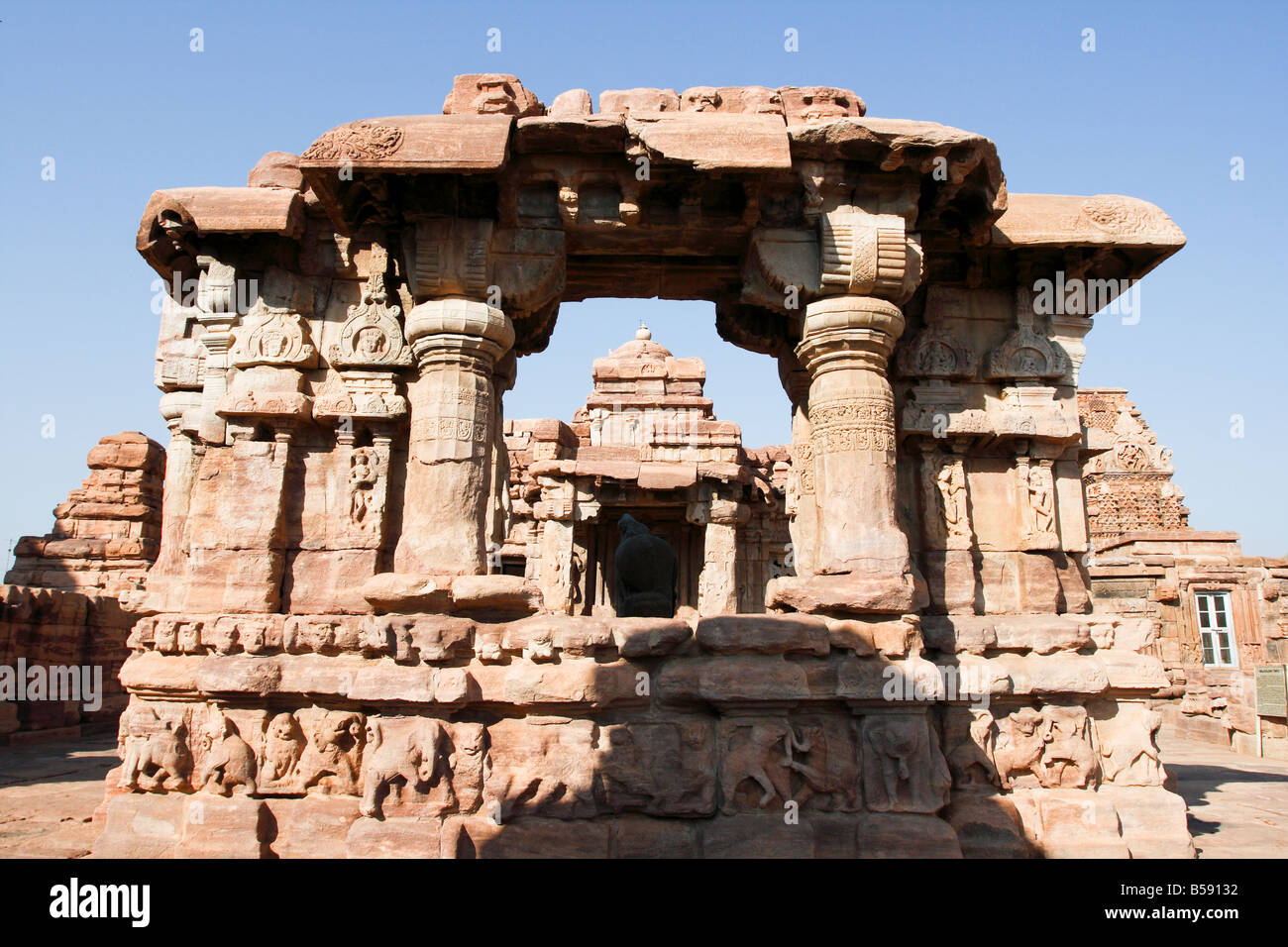 Ancient hindu temple dedicated to Shiva at the ancient site of Pattadakal Karnataka India Stock Photo