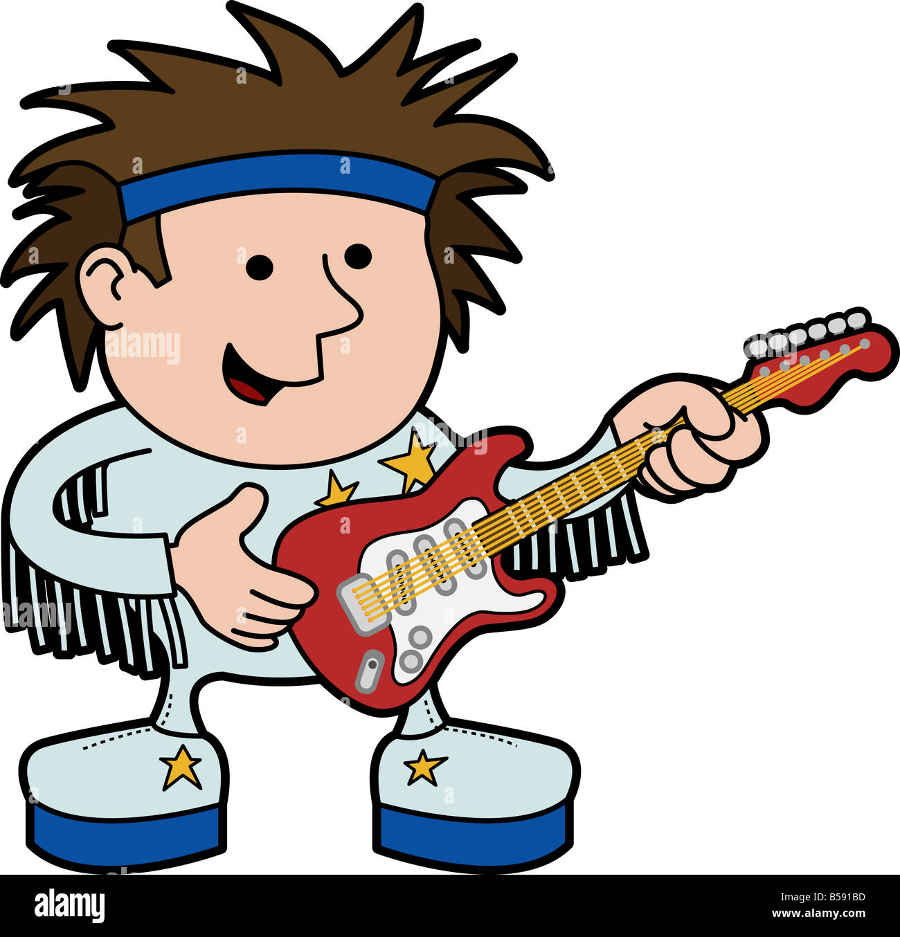 Illustration of rock and roll musician with electric guitar Stock Photo