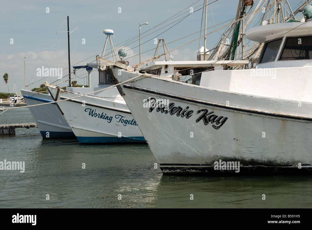 Fishing boats in the harbor of Corpus Christi, TX USA Stock Photo