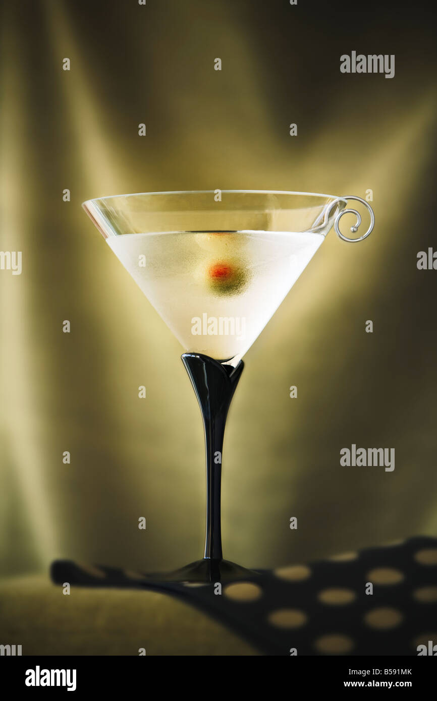 martini with olive Stock Photo