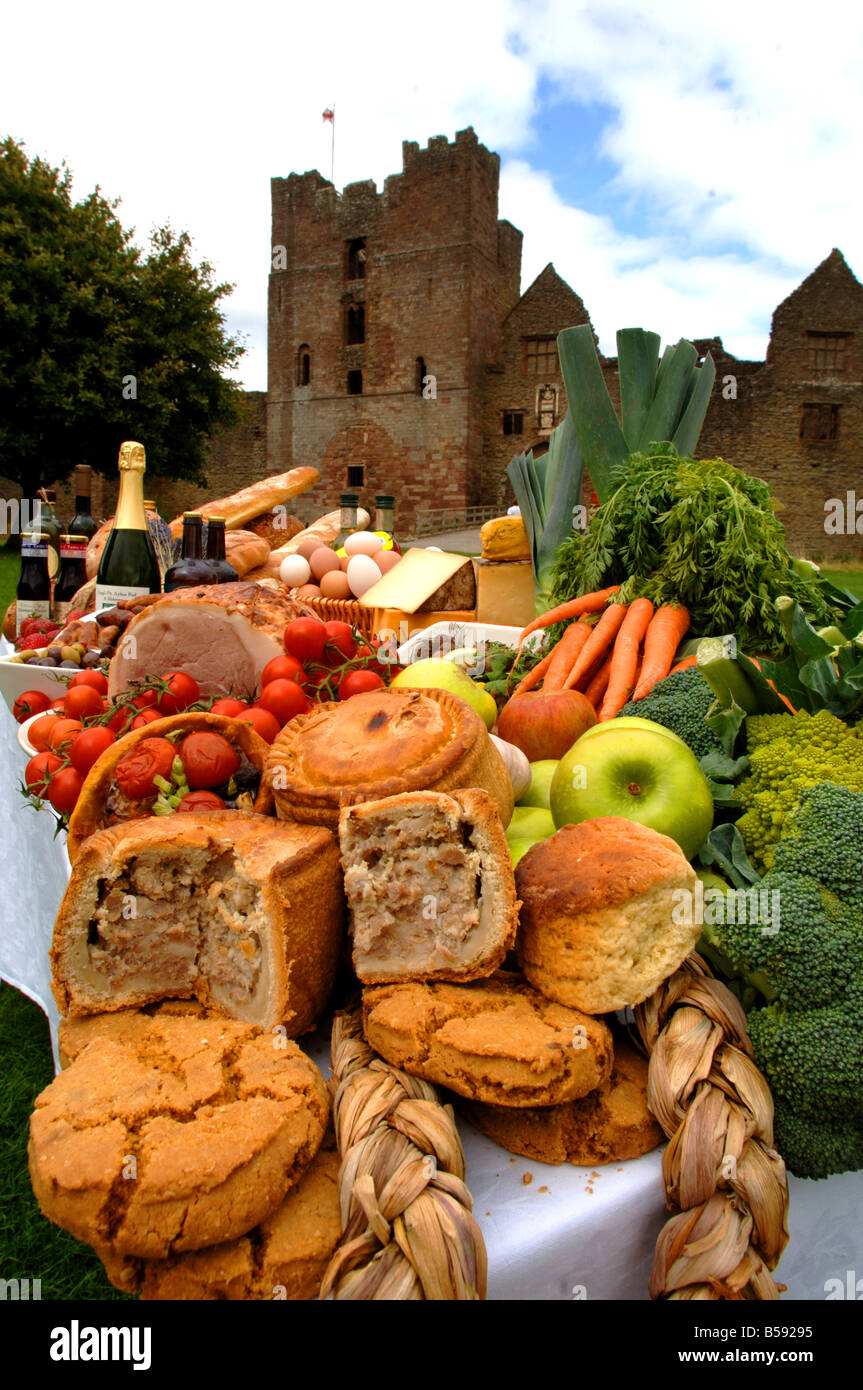 Fresh local produce at Ludlow Castle during Ludlow Marches Food and Drink Festival, Shropshire, England, UK. Stock Photo