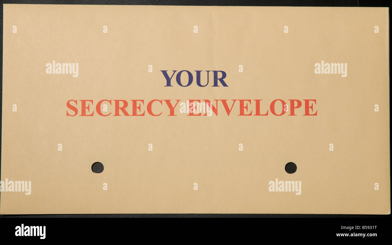 Traditional absentee paper ballot secrecy envelope for the 2008 presidential general election of the United States of America. Stock Photo