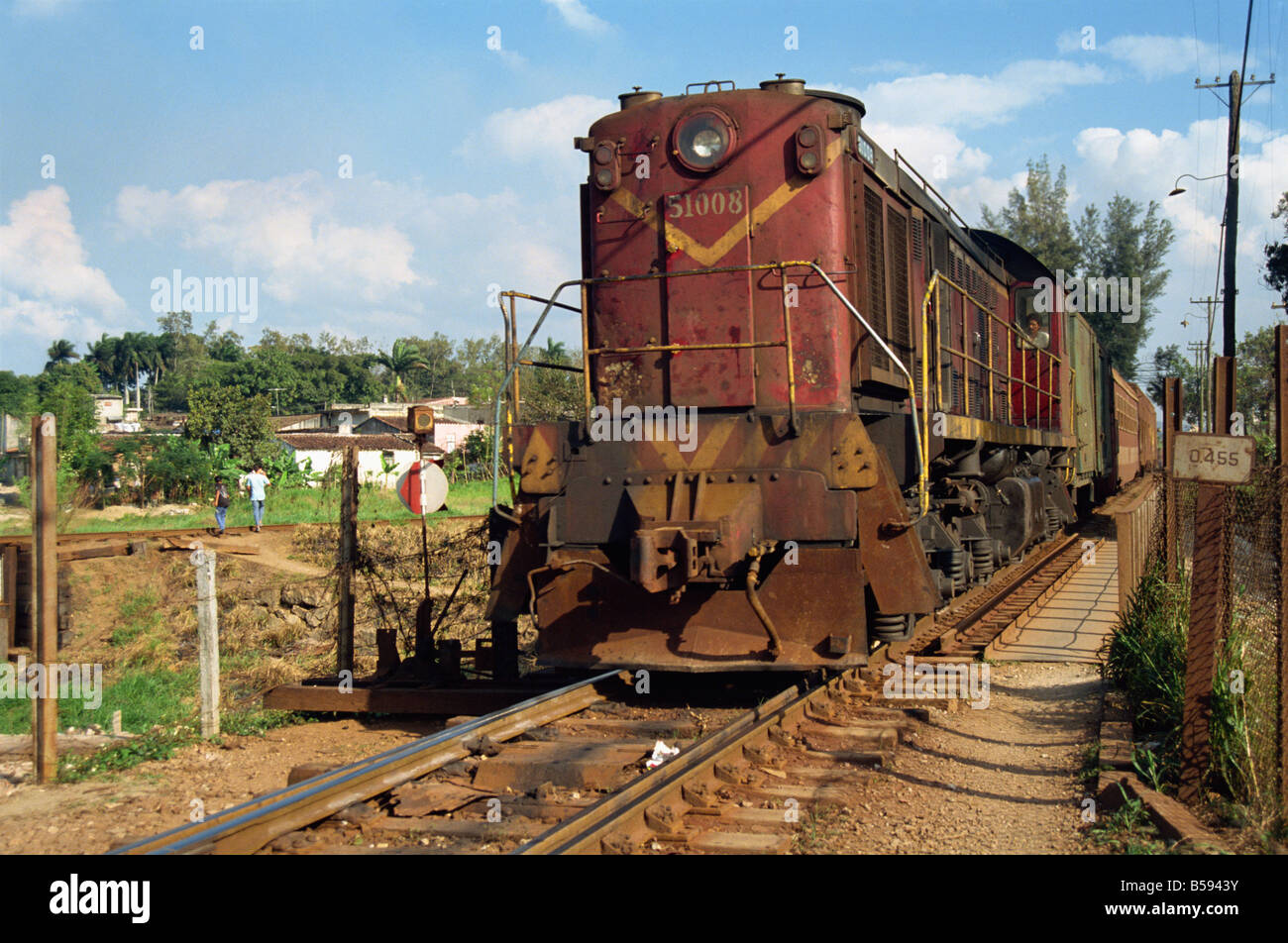 Russian diesel locomotive operated by Ferrocarriles de Cuba at Santa Clara Cuba West Indies C Rennie Stock Photo