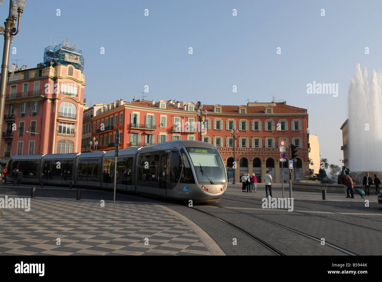The tram system in Nice in the South of France Stock Photo