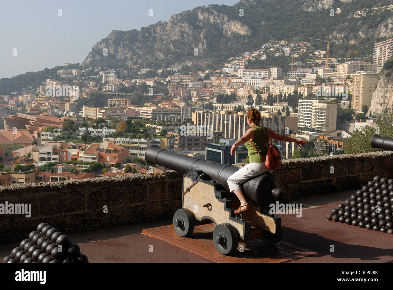 The old cannons near the Royal Palace in Monaco Stock Photo