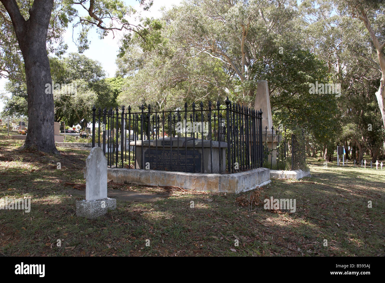 Cemetry graveyard with memorial plaque to Colonial Surgeon David Ballow