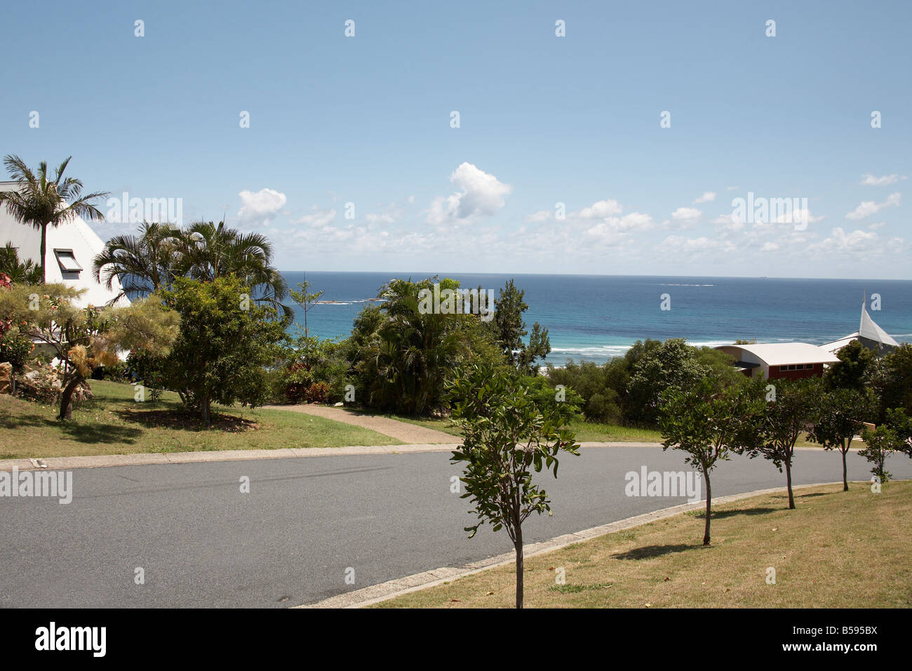 Luxury expensive houses overlooking Home Beach and sea on North Stradbroke Island Queensland QLD Australia Stock Photo