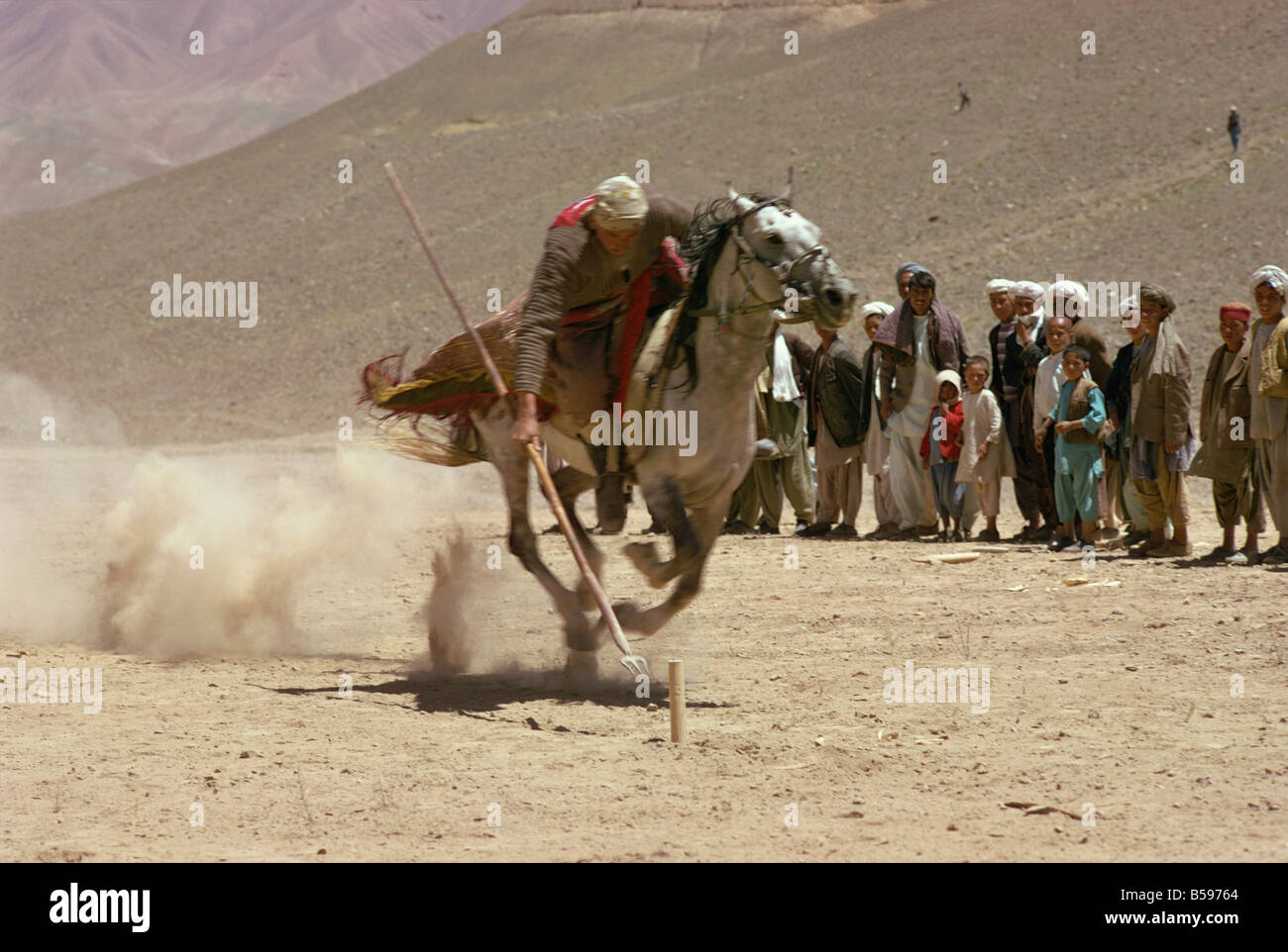 Tent pegging, Jeshan celebrations, Bamiyan, Afghanistan Stock Photo