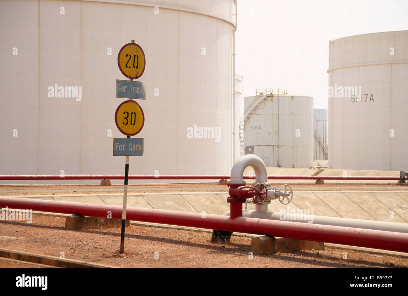Storage tanks and vessels with pipes in NNPC Nigerian National