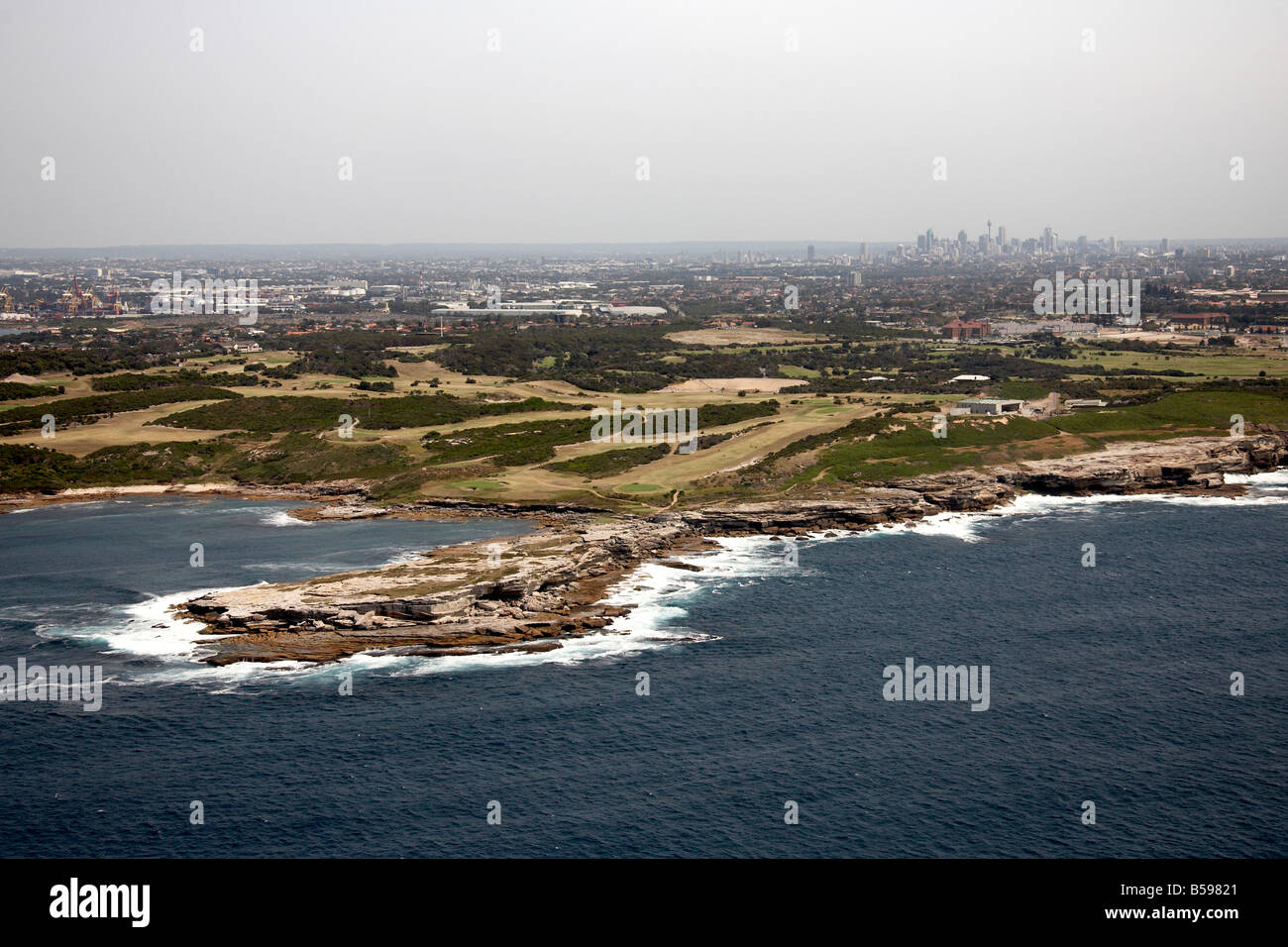 Aerial view north west of Cape Banks Sydney NSW Australia High level oblique Stock Photo