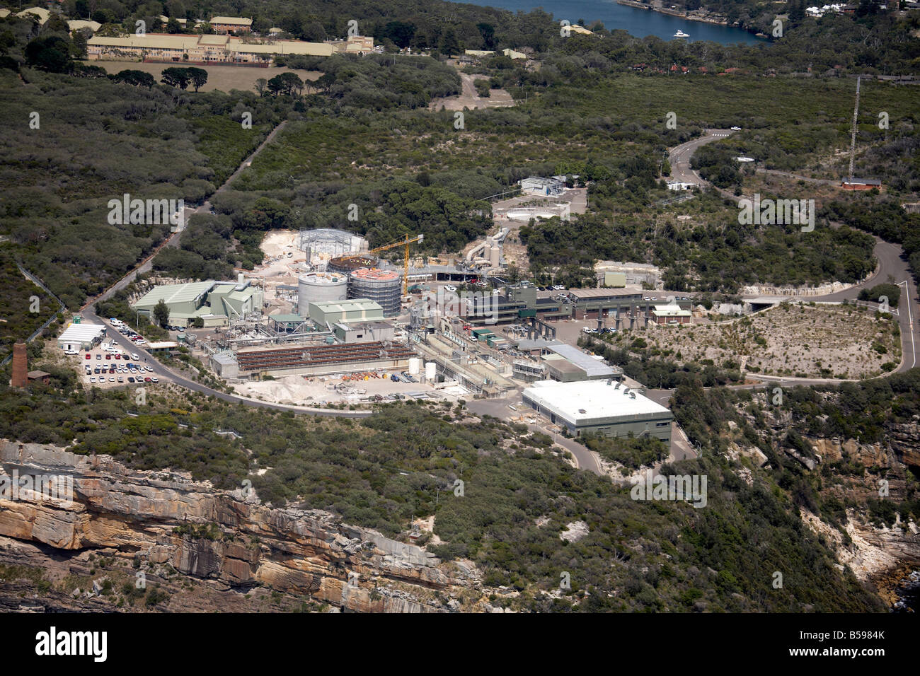 Aerial view west of construction site on The North Head Sydney NSW Australia High level oblique Stock Photo