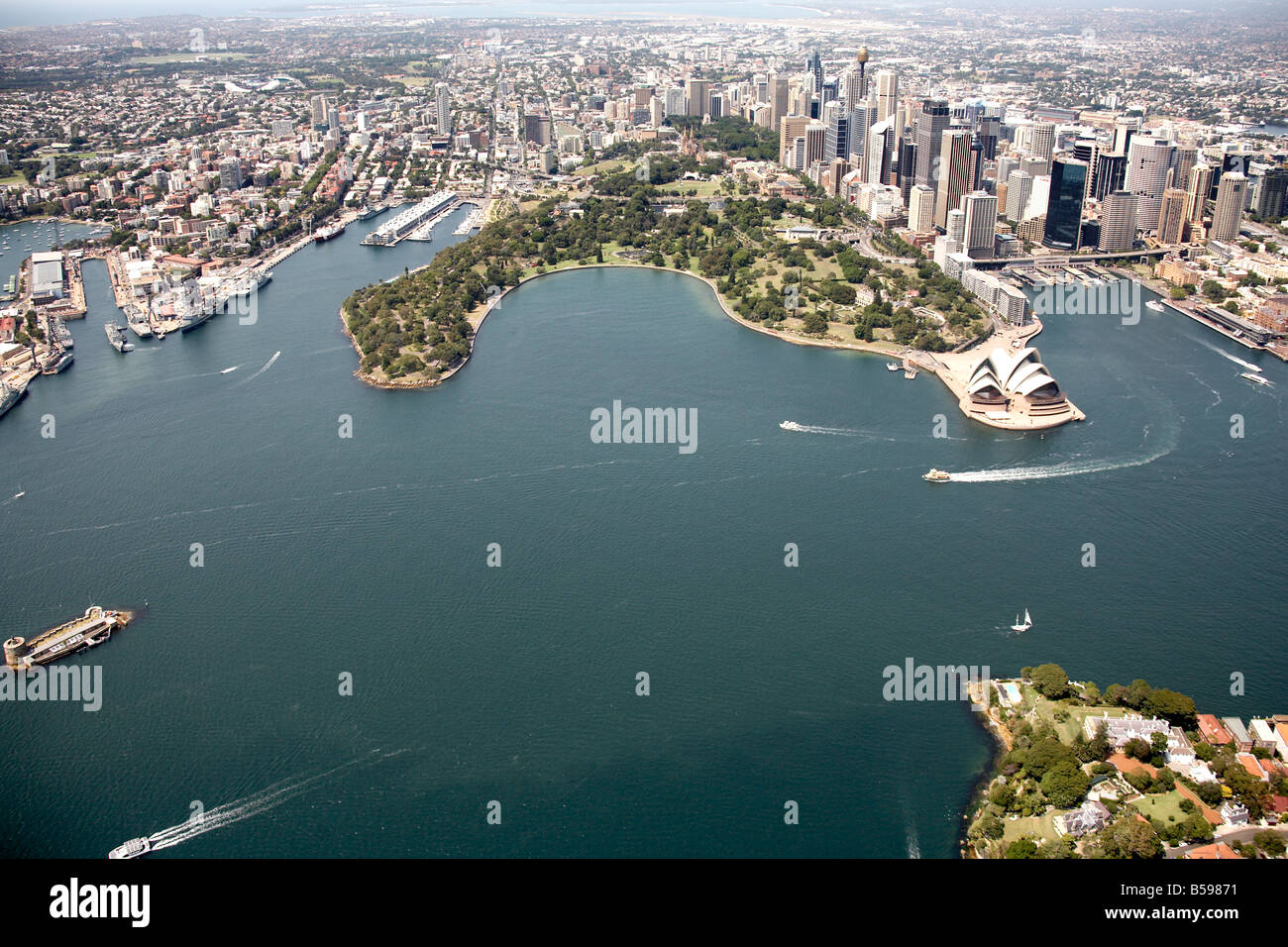 Aerial View South Of Garden Island Naval Depot And Botanic Gardens