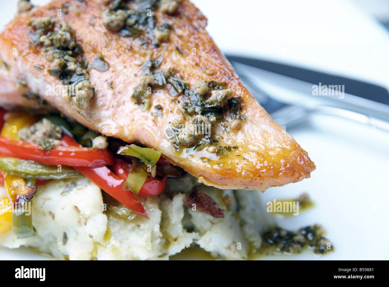 Pan Fried Salmon Stock Photo - Alamy