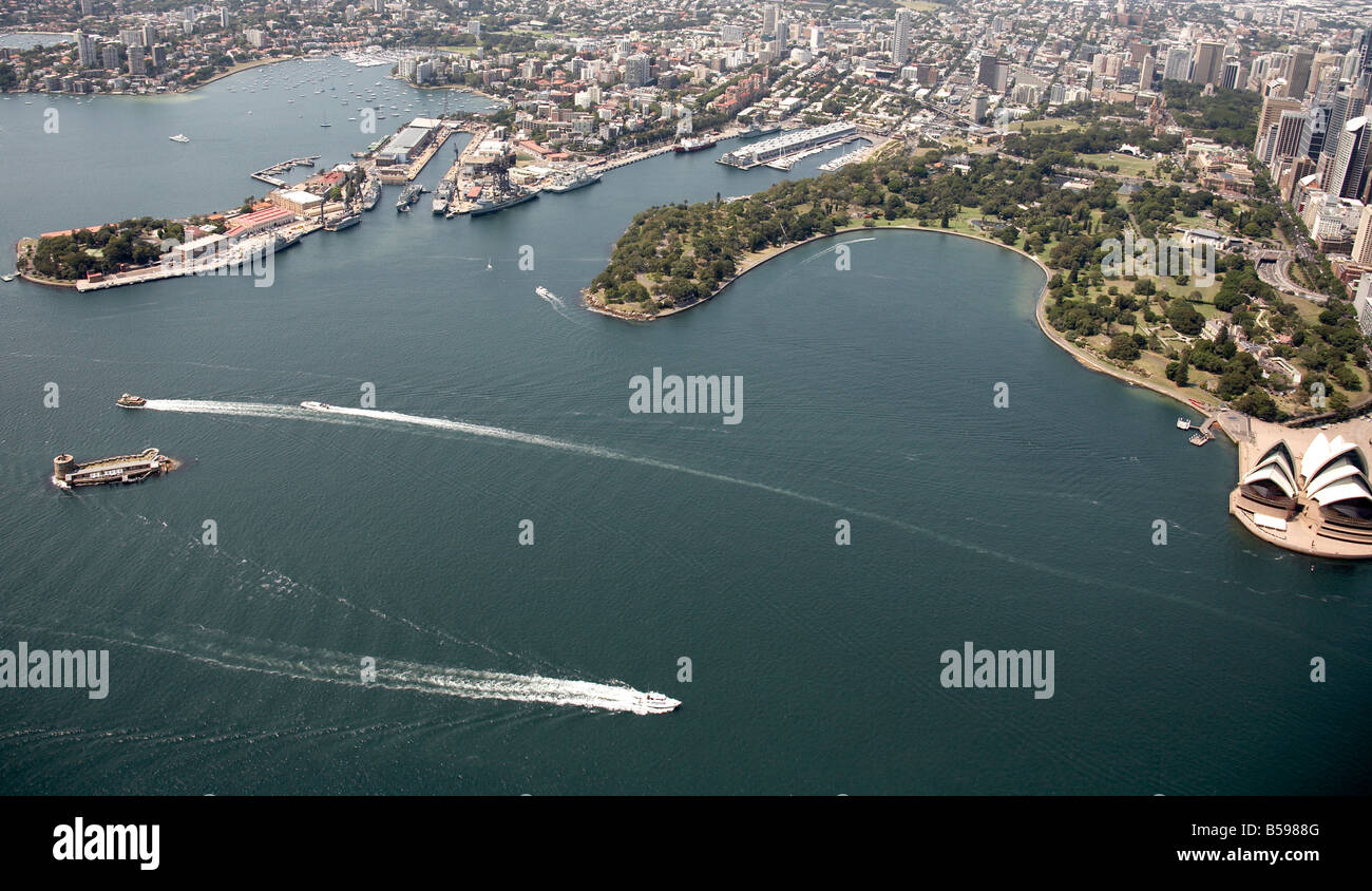 Aerial view SE Garland Island Naval Depot Rushcutter Elizabeth Bay