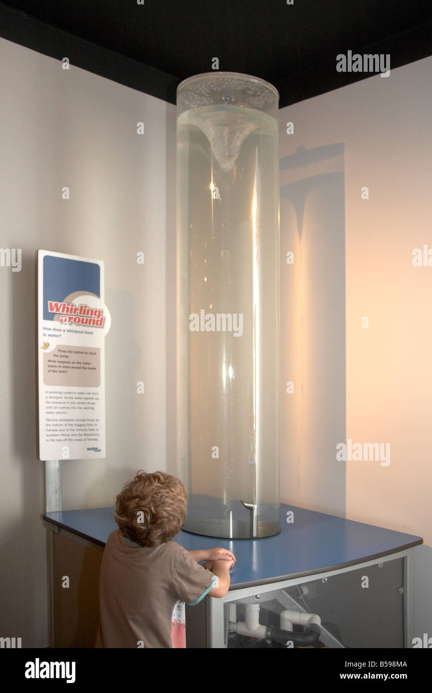 young boy science museum in Brisbane Queensland QLD Australia Stock