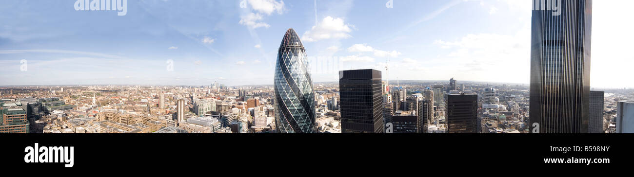 High level panoramic panorama view from London Wall of City of London EC1 EC2 England UK Stock Photo