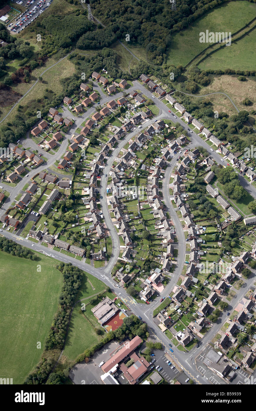 Aerial view south west of suburban housing estate country fields