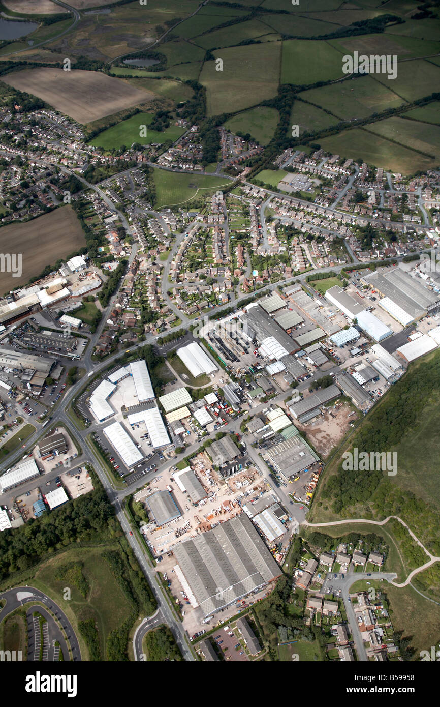 Aerial view north west of industrial estates business park suburban houses  Walsall Road B4154 Betty s Lane Norton Canes Stafford Stock Photo - Alamy