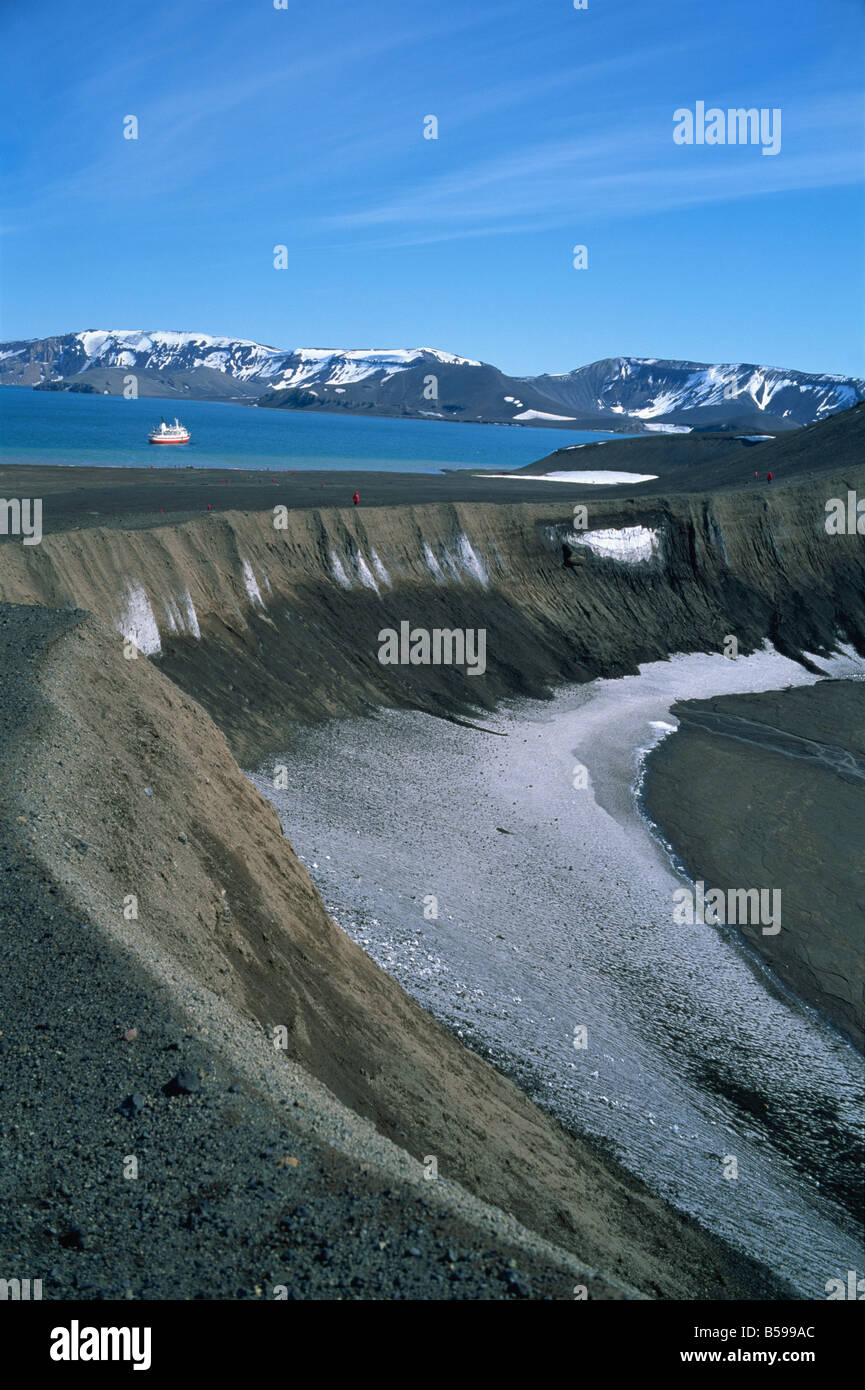 Cruise ship at recently active volcano last eruption 1970 Deception