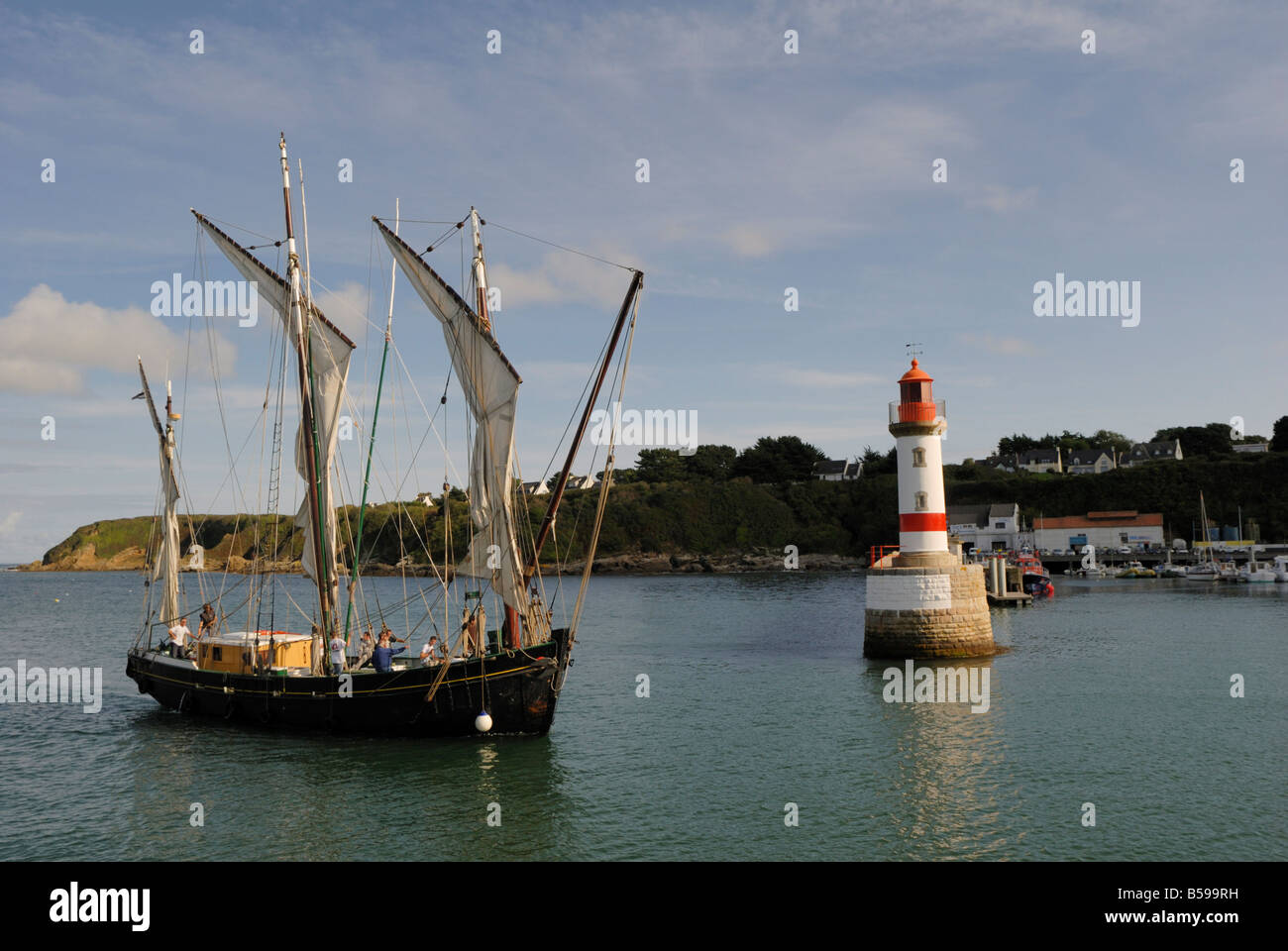 Traditional sailing vessel, Port Tudy, Ile de Groix, Brittany, France, Europe Stock Photo