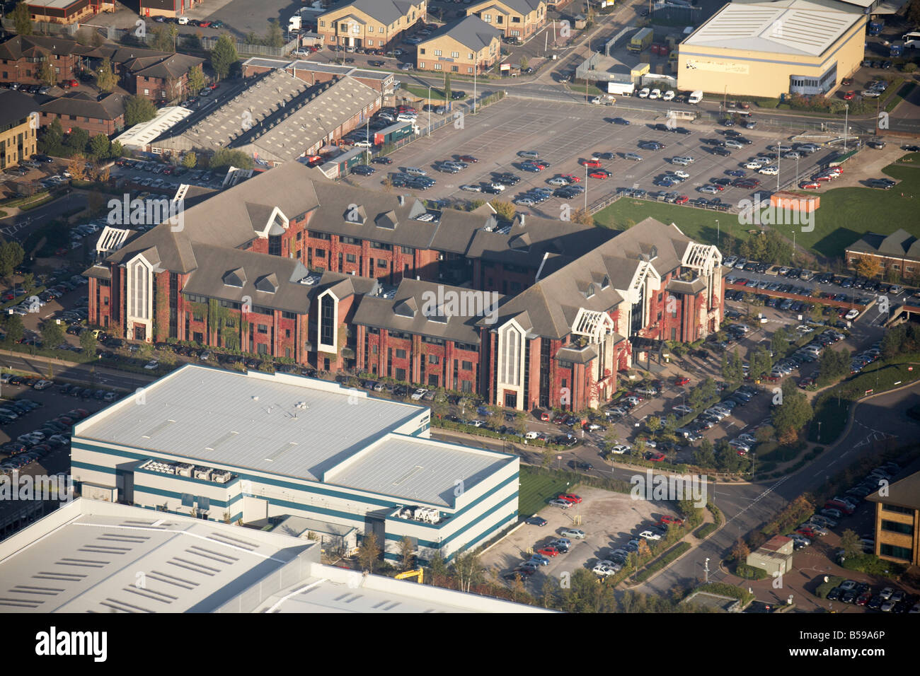Aerial view north east of business park Crawley West Sussex RH10