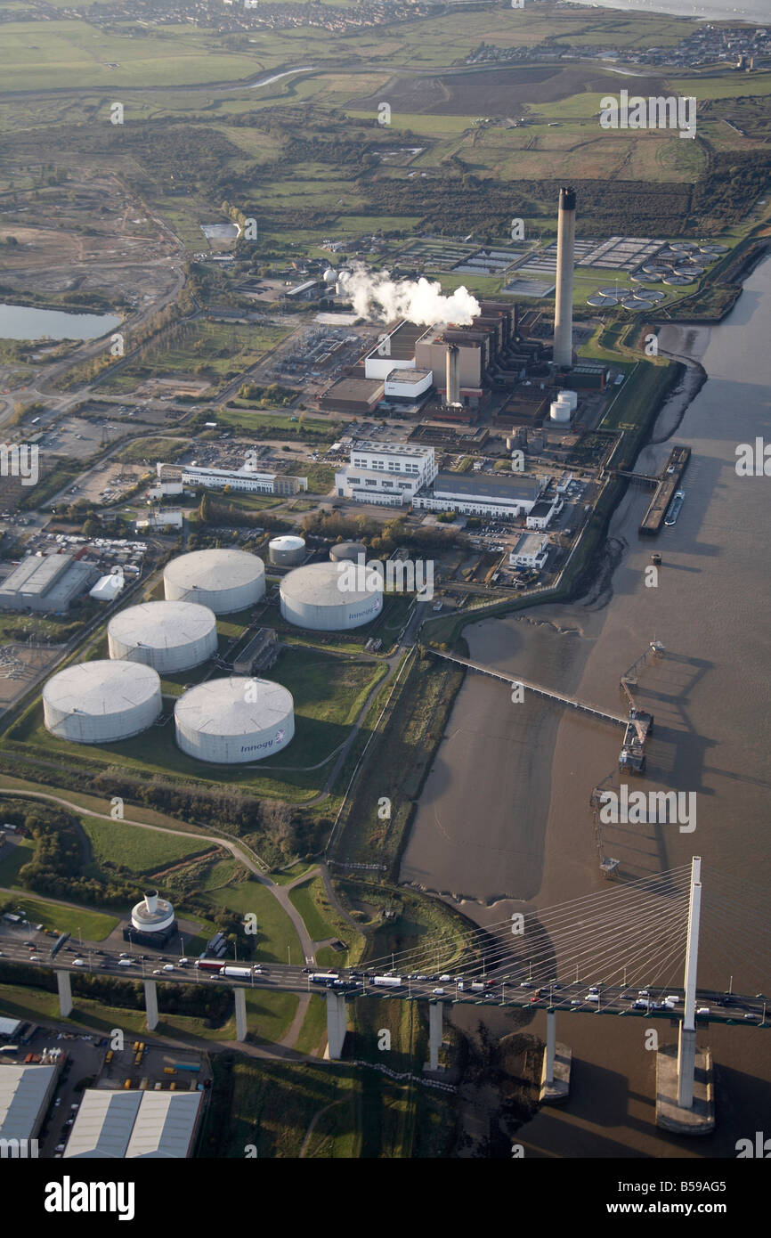 Aerial view north west Littlebrook Business Centre power station gas
