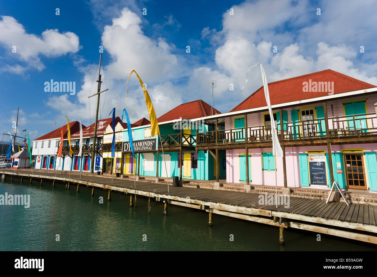 Heritage Quay shopping district in St. John's, Antigua, Leeward Islands, West Indies, Caribbean, Central America Stock Photo